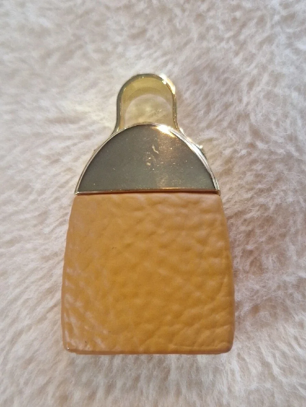 MCM Tan Leather Mini Bag Charm with Gold Accents 5 Ml Dabber. New No Box.